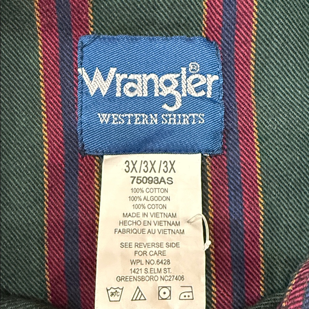 Wrangler Shirts VTG FLANNEL PEARL SNAP 90’S western - Picture 6 of 6